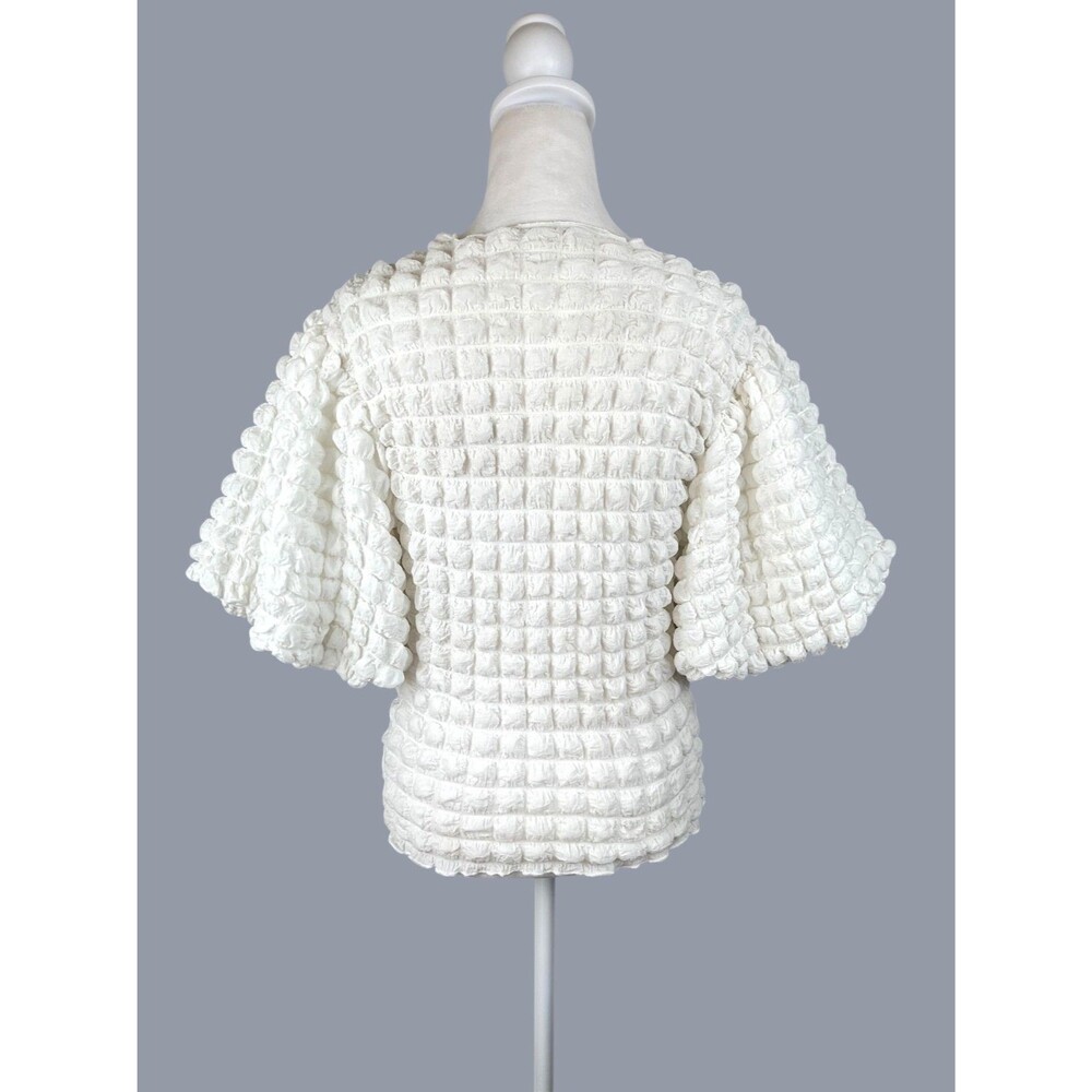 Eri + Ali Anthropologie Bubble Puff-Sleeve Top Textured Minimalist Sz S - Picture 8 of 14
